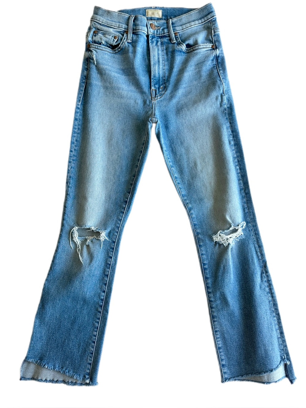 MOTHER The Insider Crop Step Fray Thrilling Shots Distressed Jeans Size 26